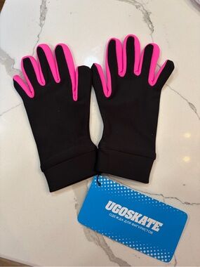 Kids Black & Pink Figure Skating Gloves